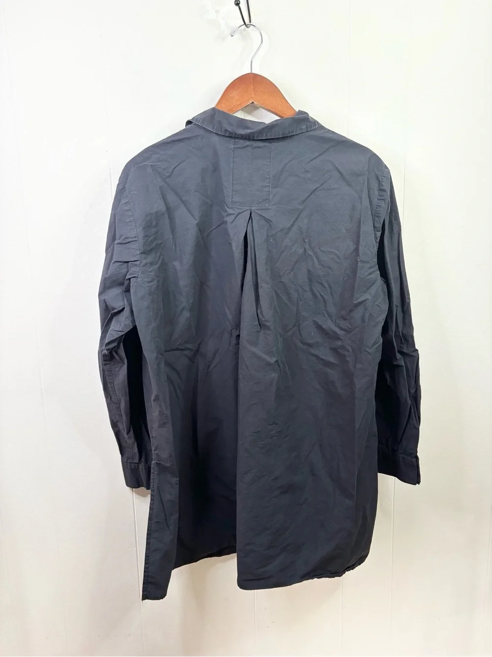 Eileen Fisher black popover tunic blouse 100% organic cotton size L